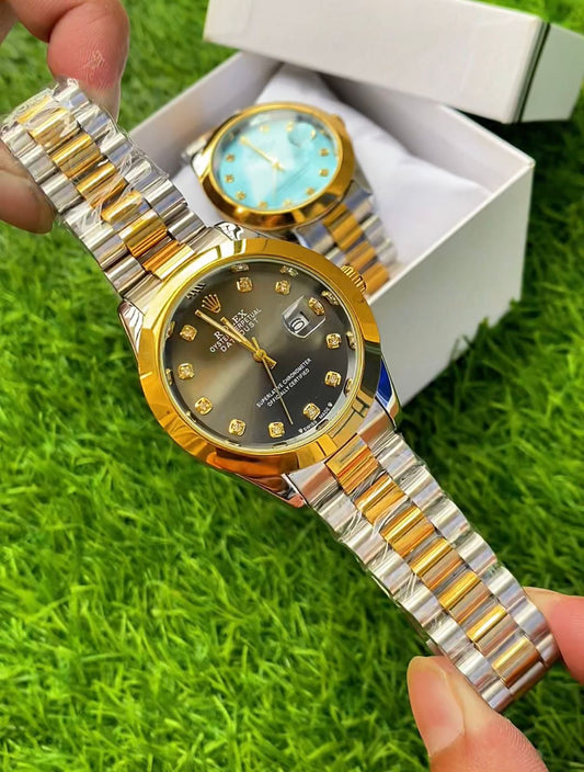 Luxury Stainless Steel Wristwatch with Diamond Markers