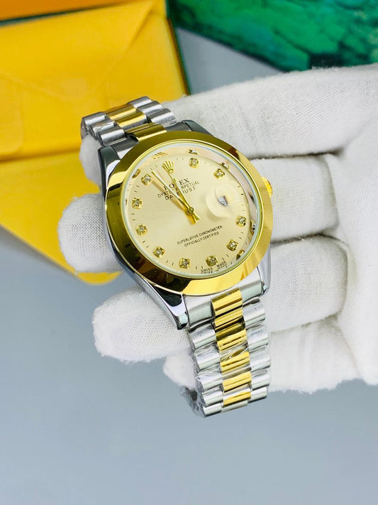 Luxury Stainless Steel Wristwatch with Diamond Markers