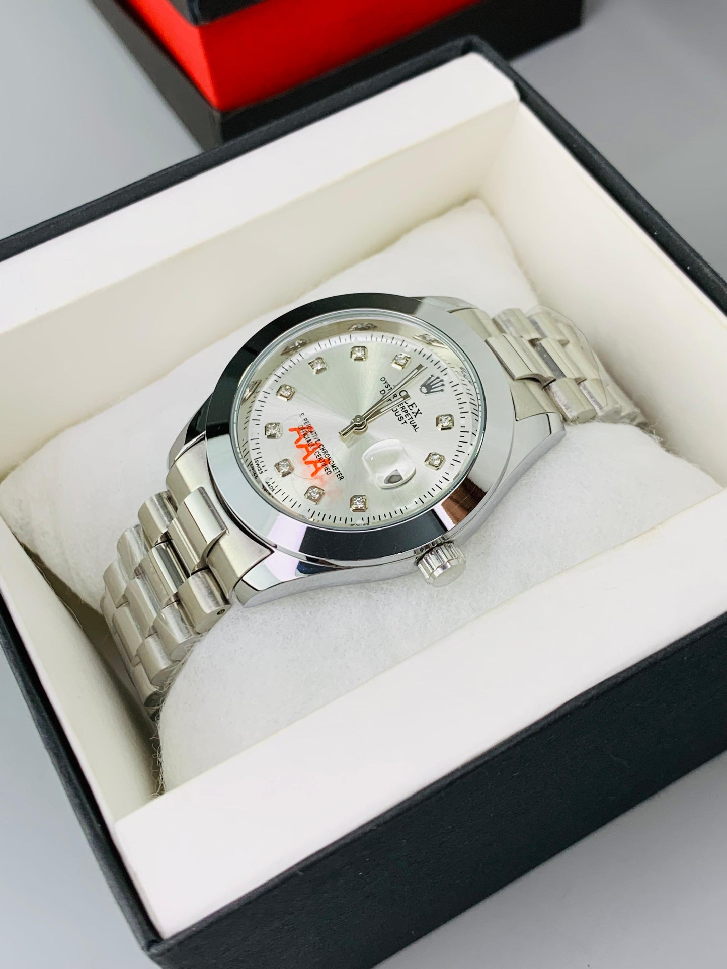 Luxury Stainless Steel Wristwatch with Diamond Markers