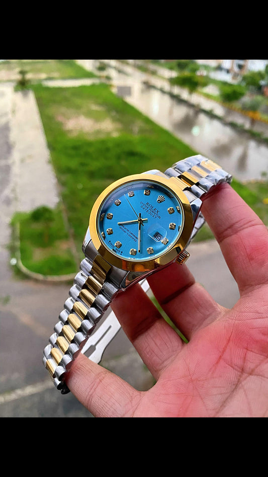 Premium Analog Watch with Crystal Accents & Jubilee Strap