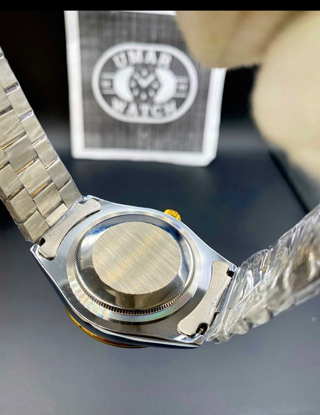 Premium Analog Watch with Crystal Accents & Jubilee Strap