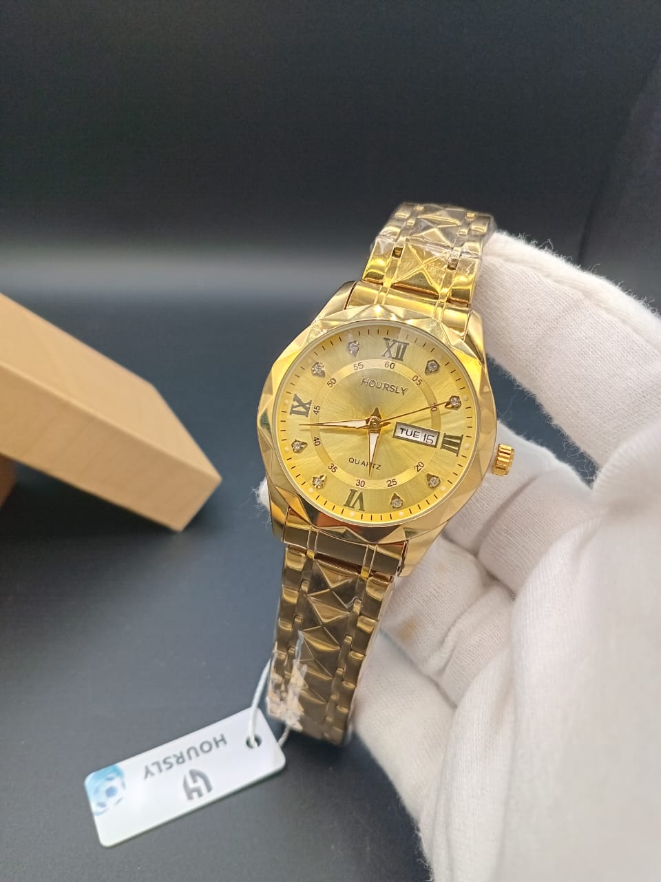 Luxury Black & Gold Watch with Day & Date Display